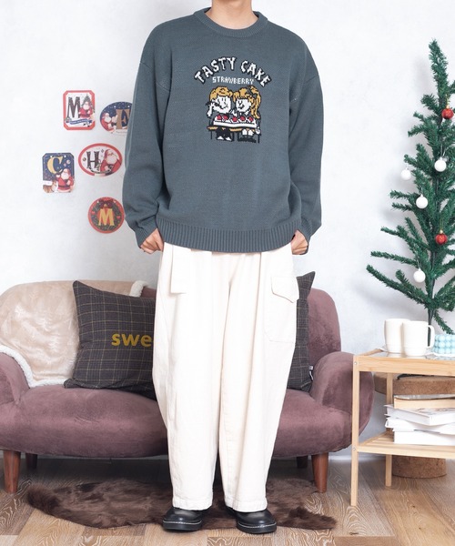 PairPair(ペアペア)の「キャラクタージャガードニット(ユニセックス)(ニット/セーター・レディース・モカ/グレイッシュブルー・FREE)」の21枚目の写真