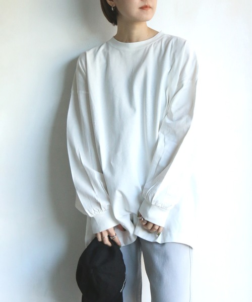 notch.（ノッチ）の「ベーシックロンT（Tシャツ/カットソー・レディース・オフホワイト/ライトグレー・M）」の2枚目の写真