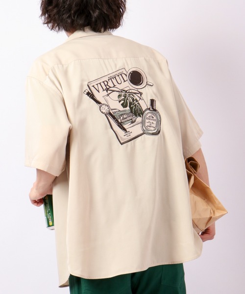 POWER TO THE PEOPLE(パワートゥーザピープル)の「POWER TO THE PEOPLE ポケット刺繍シャツ(シャツ/ブラウス・メンズ・その他/スモークピンク/ブラウン/ダークグリーン/アイボリー/マルチ・L/M/S/LL)」の2枚目の写真