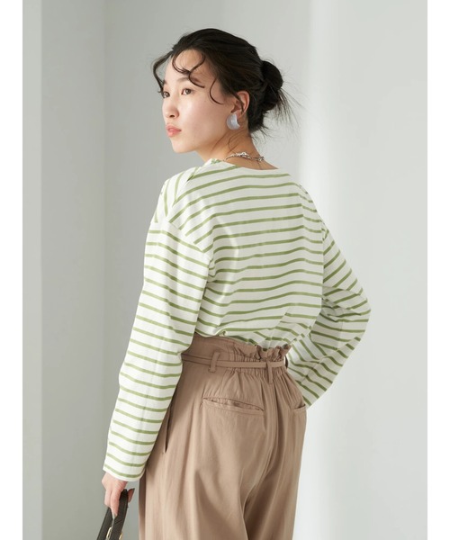 earth music&ecology（アースミュージックアンドエコロジー）の「ボートネックボーダープルオーバー*（Tシャツ/カットソー・レディース・ブラック/ライム/モカ・S/M）」の13枚目の写真