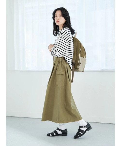 earth music&ecology（アースミュージックアンドエコロジー）の「ボートネックボーダープルオーバー*（Tシャツ/カットソー・レディース・ブラック/ライム/モカ・S/M）」の8枚目の写真