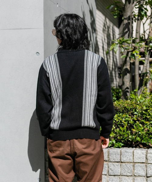 BROKEN BASE（ブロークンベース）の「ストライプジップカーディガン 