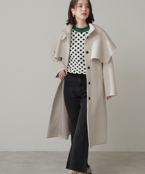 N.(N. Natural Beauty Basic)(エヌエヌナチュラルビューティーベーシック)の「◆ケープスタンドコート(その他アウター・レディース・ベージュ/ライラック・MEDIUM)」の7枚目の写真