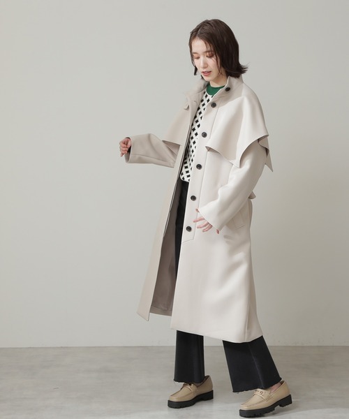 N.(N. Natural Beauty Basic)(エヌエヌナチュラルビューティーベーシック)の「◆ケープスタンドコート(その他アウター・レディース・ベージュ/ライラック・MEDIUM)」の8枚目の写真