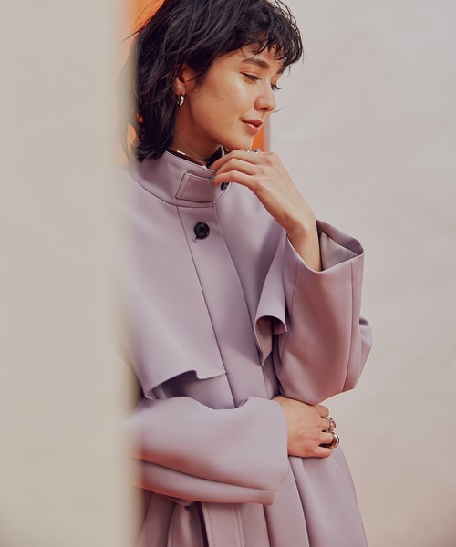 N.(N. Natural Beauty Basic)(エヌエヌナチュラルビューティーベーシック)の「◆ケープスタンドコート(その他アウター・レディース・ベージュ/ライラック・MEDIUM)」の13枚目の写真