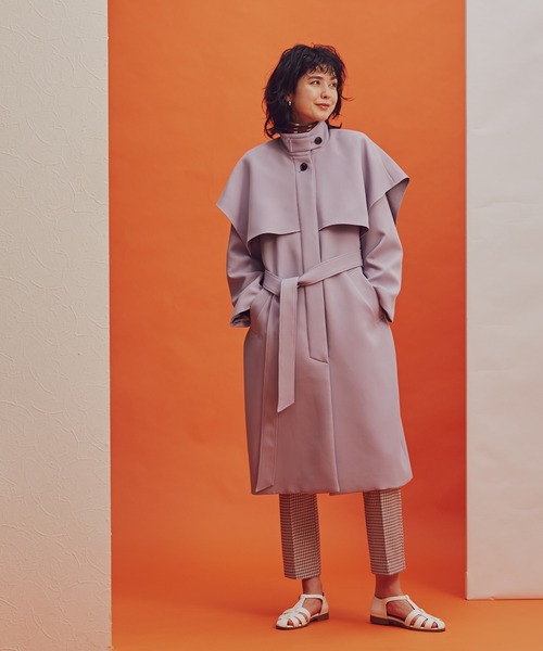 N.(N. Natural Beauty Basic)(エヌエヌナチュラルビューティーベーシック)の「◆ケープスタンドコート(その他アウター・レディース・ベージュ/ライラック・MEDIUM)」の12枚目の写真