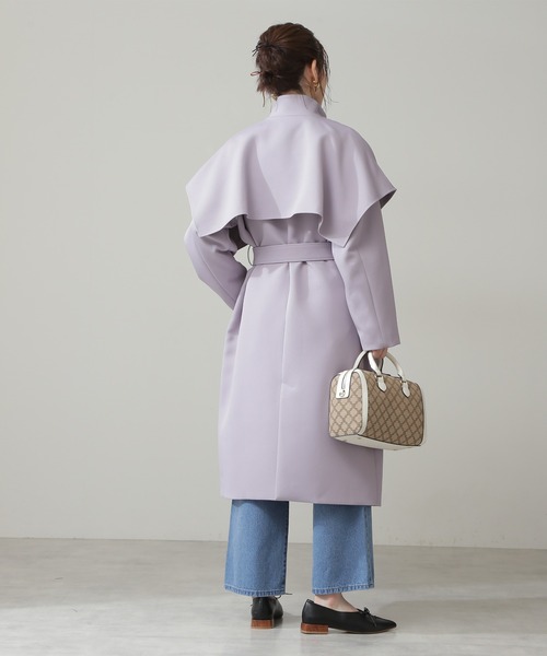 N.(N. Natural Beauty Basic)(エヌエヌナチュラルビューティーベーシック)の「◆ケープスタンドコート(その他アウター・レディース・ベージュ/ライラック・MEDIUM)」の17枚目の写真