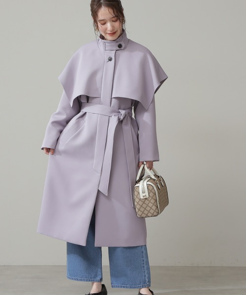 N.(N. Natural Beauty Basic)(エヌエヌナチュラルビューティーベーシック)の「◆ケープスタンドコート(その他アウター・レディース・ベージュ/ライラック・MEDIUM)」の16枚目の写真