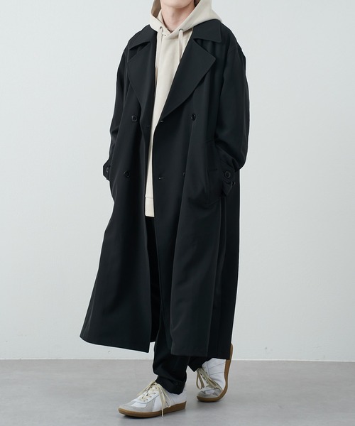 COLONY 2139（コロニートゥーワンスリーナイン）の「ストレッチイージーケアダブルコート（トレンチコート・メンズ・チャコールグレー/ブラック・MEDIUM/LARGE）」の3枚目の写真