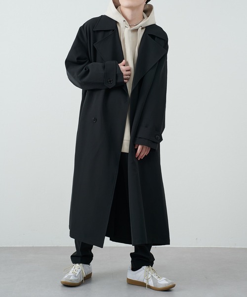 COLONY 2139（コロニートゥーワンスリーナイン）の「ストレッチイージーケアダブルコート（トレンチコート・メンズ・チャコールグレー/ブラック・MEDIUM/LARGE）」の4枚目の写真