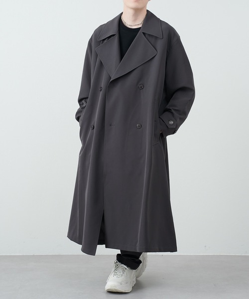 COLONY 2139（コロニートゥーワンスリーナイン）の「ストレッチイージーケアダブルコート（トレンチコート・メンズ・チャコールグレー/ブラック・MEDIUM/LARGE）」の11枚目の写真