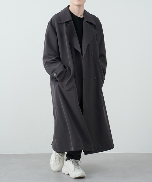 COLONY 2139（コロニートゥーワンスリーナイン）の「ストレッチイージーケアダブルコート（トレンチコート・メンズ・チャコールグレー/ブラック・MEDIUM/LARGE）」の12枚目の写真