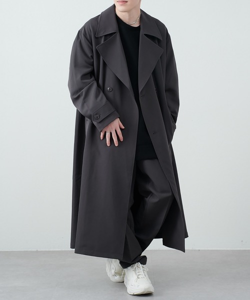 COLONY 2139（コロニートゥーワンスリーナイン）の「ストレッチイージーケアダブルコート（トレンチコート・メンズ・チャコールグレー/ブラック・MEDIUM/LARGE）」の13枚目の写真