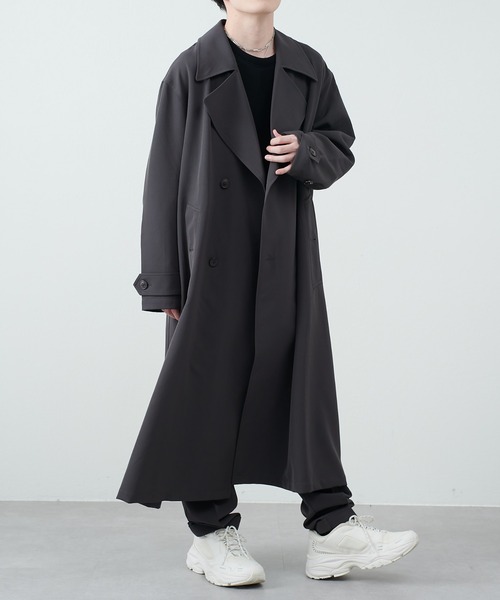 COLONY 2139（コロニートゥーワンスリーナイン）の「ストレッチイージーケアダブルコート（トレンチコート・メンズ・チャコールグレー/ブラック・MEDIUM/LARGE）」の18枚目の写真