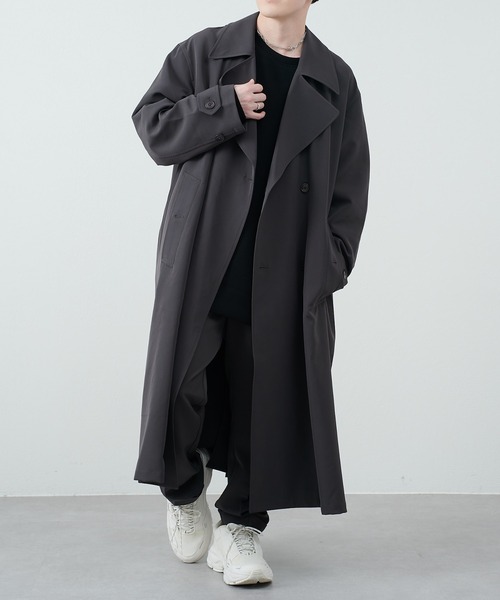 COLONY 2139（コロニートゥーワンスリーナイン）の「ストレッチイージーケアダブルコート（トレンチコート・メンズ・チャコールグレー/ブラック・MEDIUM/LARGE）」の19枚目の写真