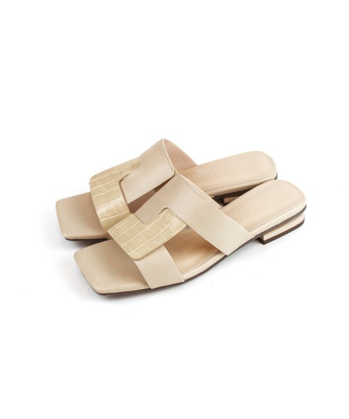 VIVIAN（ヴィヴィアン）の「ゴールドパーツヒールクロスミュールサンダル（サンダル・レディース・グレー系その他7/ダークブラウン/ベージュ/ブラック・L/S/M/LL）」の7枚目の写真