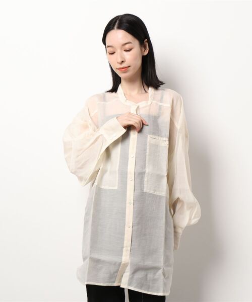 STYLEBLOCK（スタイルブロック）の「シアーポプリンポケット付きブラウス（シャツ/ブラウス・レディース・ミント/ライトブルー/ライトグレー/ブラック/アイボリー・M）」の2枚目の写真