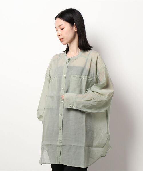 STYLEBLOCK（スタイルブロック）の「シアーポプリンポケット付きブラウス（シャツ/ブラウス・レディース・ミント/ライトブルー/ライトグレー/ブラック/アイボリー・M）」の5枚目の写真