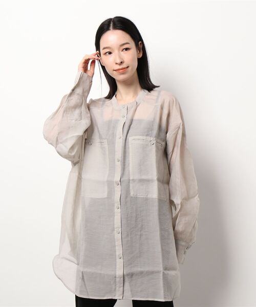 STYLEBLOCK（スタイルブロック）の「シアーポプリンポケット付きブラウス（シャツ/ブラウス・レディース・ミント/ライトブルー/ライトグレー/ブラック/アイボリー・M）」の6枚目の写真