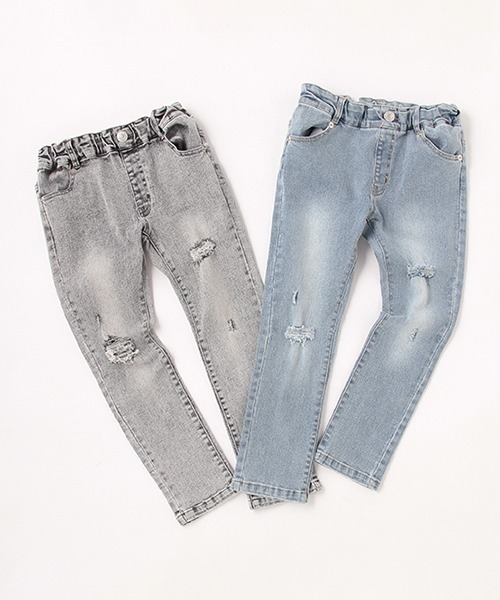 b・ROOM（ビールーム）の「ダメージスキニーパンツ（デニムパンツ・キッズ・グレー/サックスブルー・100cm/130cm/120cm/90cm/110cm）」の12枚目の写真