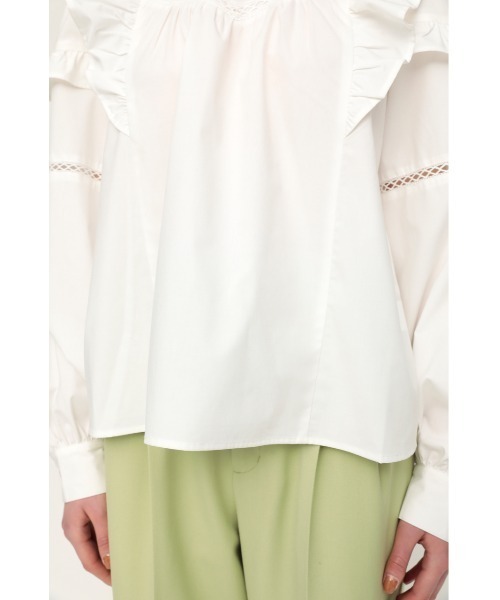 SLY（スライ）の「STAND COLLAR FRILL BLOUSE スタンドカラ― フリル ブラウス（シャツ/ブラウス・レディース・オフホワイト/ブラック・FREE）」の12枚目の写真