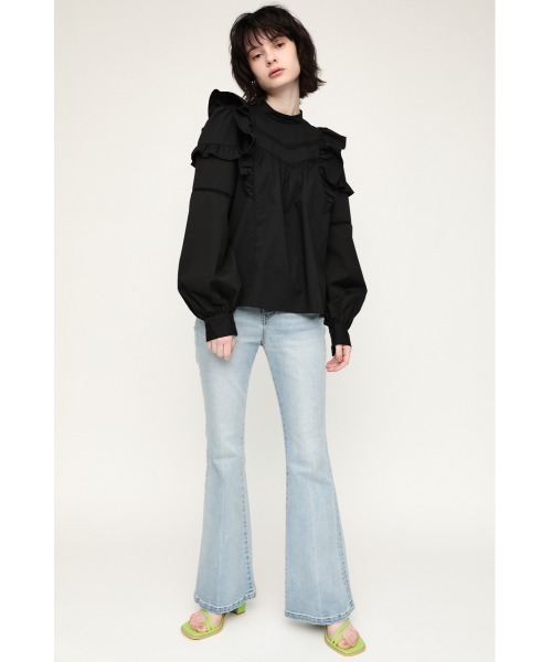 SLY（スライ）の「STAND COLLAR FRILL BLOUSE スタンドカラ― フリル ブラウス（シャツ/ブラウス・レディース・オフホワイト/ブラック・FREE）」の14枚目の写真