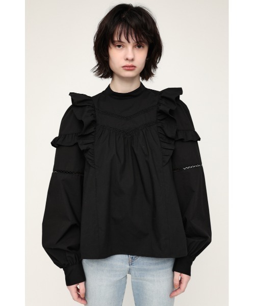 SLY（スライ）の「STAND COLLAR FRILL BLOUSE スタンドカラ― フリル ブラウス（シャツ/ブラウス・レディース・オフホワイト/ブラック・FREE）」の15枚目の写真