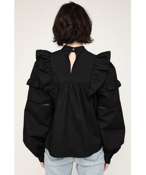 SLY（スライ）の「STAND COLLAR FRILL BLOUSE スタンドカラ― フリル ブラウス（シャツ/ブラウス・レディース・オフホワイト/ブラック・FREE）」の17枚目の写真