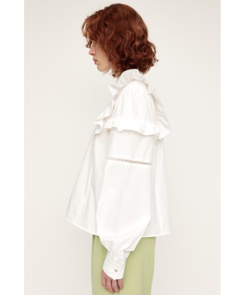 SLY（スライ）の「STAND COLLAR FRILL BLOUSE スタンドカラ― フリル ブラウス（シャツ/ブラウス・レディース・オフホワイト/ブラック・FREE）」の6枚目の写真
