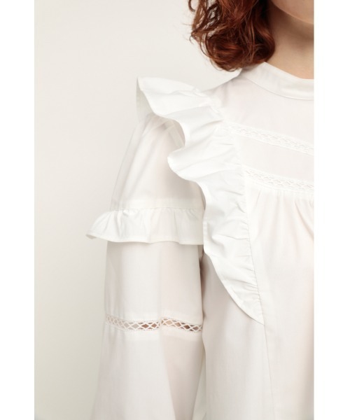SLY（スライ）の「STAND COLLAR FRILL BLOUSE スタンドカラ― フリル ブラウス（シャツ/ブラウス・レディース・オフホワイト/ブラック・FREE）」の9枚目の写真