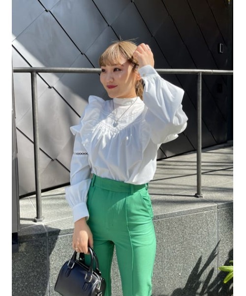 SLY（スライ）の「STAND COLLAR FRILL BLOUSE スタンドカラ― フリル ブラウス（シャツ/ブラウス・レディース・オフホワイト/ブラック・FREE）」の20枚目の写真