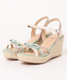 リボンモチーフプラットフォームジュートサンダル