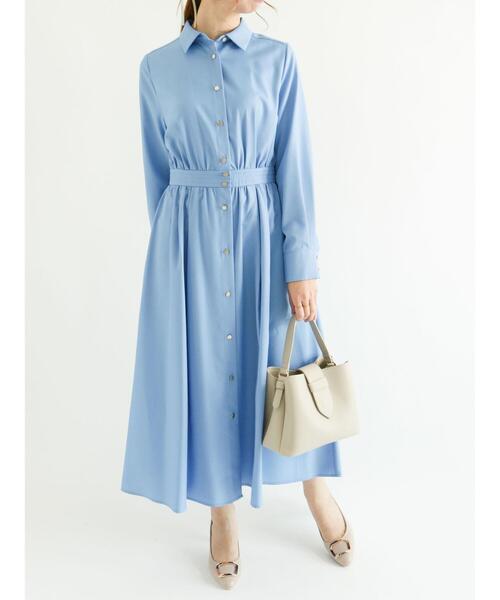 Te chichi（テチチ）の「ウエスト切替えシャツワンピース（ワンピース・レディース・ネイビー/ブルー/カーキ・ﾌﾘ-）」の4枚目の写真