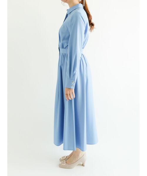 Te chichi（テチチ）の「ウエスト切替えシャツワンピース（ワンピース・レディース・ネイビー/ブルー/カーキ・ﾌﾘ-）」の5枚目の写真