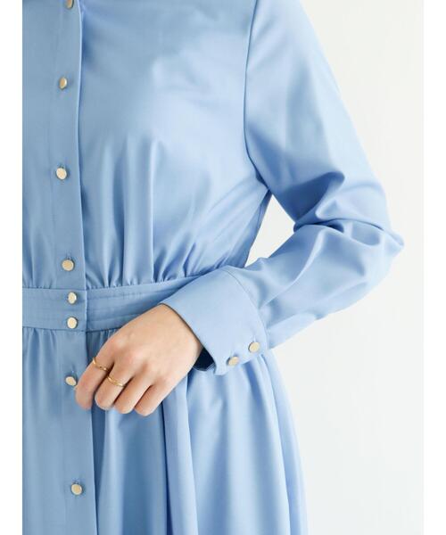 Te chichi（テチチ）の「ウエスト切替えシャツワンピース（ワンピース・レディース・ネイビー/ブルー/カーキ・ﾌﾘ-）」の9枚目の写真