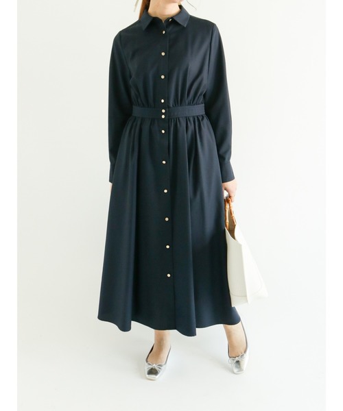 Te chichi（テチチ）の「ウエスト切替えシャツワンピース（ワンピース・レディース・ネイビー/ブルー/カーキ・ﾌﾘ-）」の2枚目の写真