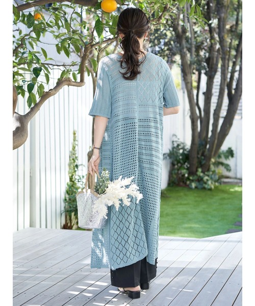 earth music&ecology（アースミュージックアンドエコロジー）の「2wayパッチワークロングニット（ワンピース・レディース・ブラック/オレンジ/サックスブルー・FREE）」の16枚目の写真