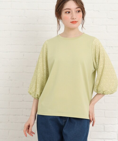 Cutie Blonde（キューティーブロンド）の「◆レース切替五分袖プルオーバー（Tシャツ/カットソー・レディース・レモンイエロー/ブラック/オフホワイト・02/03/01）」の14枚目の写真