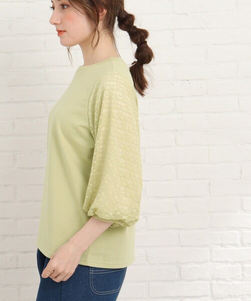 Cutie Blonde（キューティーブロンド）の「◆レース切替五分袖プルオーバー（Tシャツ/カットソー・レディース・レモンイエロー/ブラック/オフホワイト・02/03/01）」の21枚目の写真