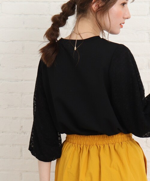 Cutie Blonde（キューティーブロンド）の「◆レース切替五分袖プルオーバー（Tシャツ/カットソー・レディース・レモンイエロー/ブラック/オフホワイト・02/03/01）」の22枚目の写真