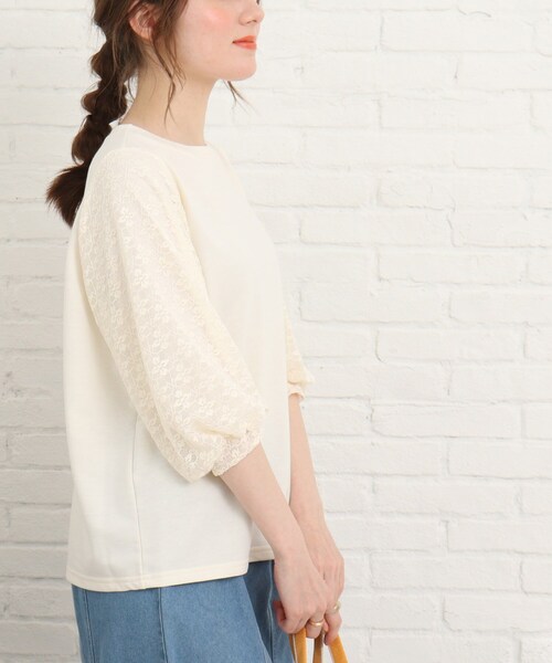 Cutie Blonde（キューティーブロンド）の「◆レース切替五分袖プルオーバー（Tシャツ/カットソー・レディース・レモンイエロー/ブラック/オフホワイト・02/03/01）」の5枚目の写真