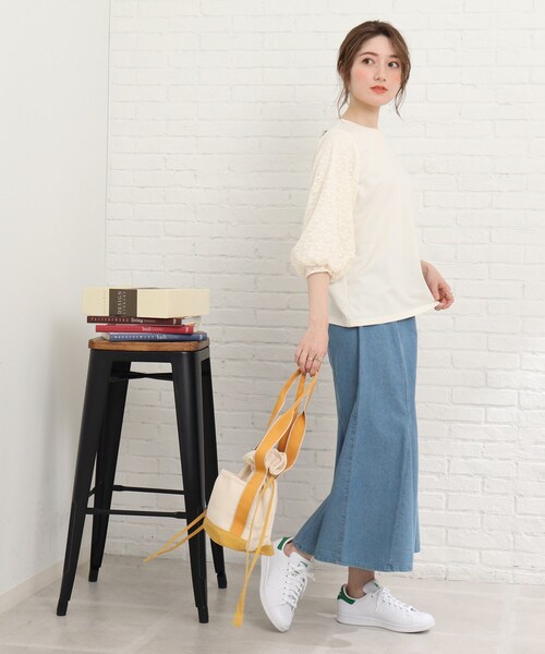 Cutie Blonde（キューティーブロンド）の「◆レース切替五分袖プルオーバー（Tシャツ/カットソー・レディース・レモンイエロー/ブラック/オフホワイト・02/03/01）」の12枚目の写真