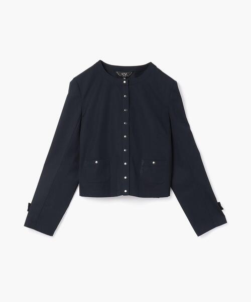 agnès b. 黒 レザー ノーカラージャケット CU32 BLOUSON レザーブルゾン ｜agnès b. FEMME（ファム
