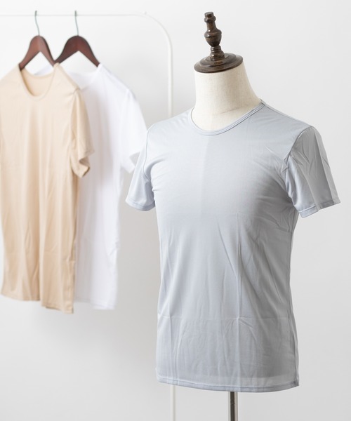 ABBEY MARKET（アビーマーケット）の「クールアンダーウェア(丸首) ミント&キシリトール加工　冷感（Tシャツ/カットソー・メンズ・ホワイト/ベージュ/グレー・LL/3L/S/M/L）」の11枚目の写真