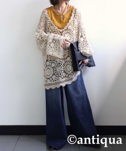 antiqua(アンティカ)の「綿100%クロスデザインタンク(タンクトップ・レディース・ブラック/カーキ/オレンジ/ダークグレー/マスタード・FREE)」の10枚目の写真