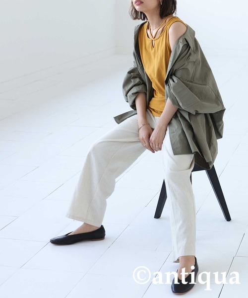 antiqua(アンティカ)の「綿100%クロスデザインタンク(タンクトップ・レディース・ブラック/カーキ/オレンジ/ダークグレー/マスタード・FREE)」の13枚目の写真