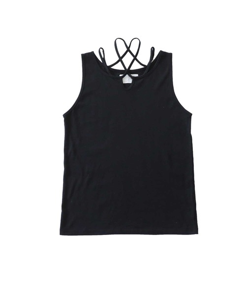 antiqua(アンティカ)の「綿100%クロスデザインタンク(タンクトップ・レディース・ブラック/カーキ/オレンジ/ダークグレー/マスタード・FREE)」の22枚目の写真