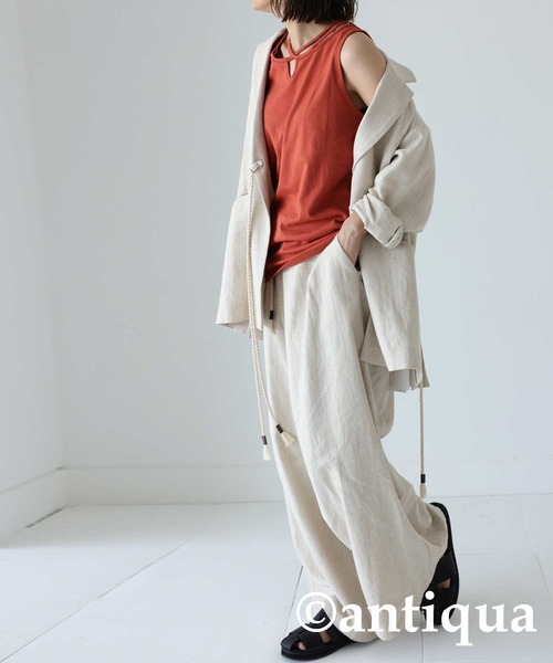 antiqua(アンティカ)の「綿100%クロスデザインタンク(タンクトップ・レディース・ブラック/カーキ/オレンジ/ダークグレー/マスタード・FREE)」の17枚目の写真