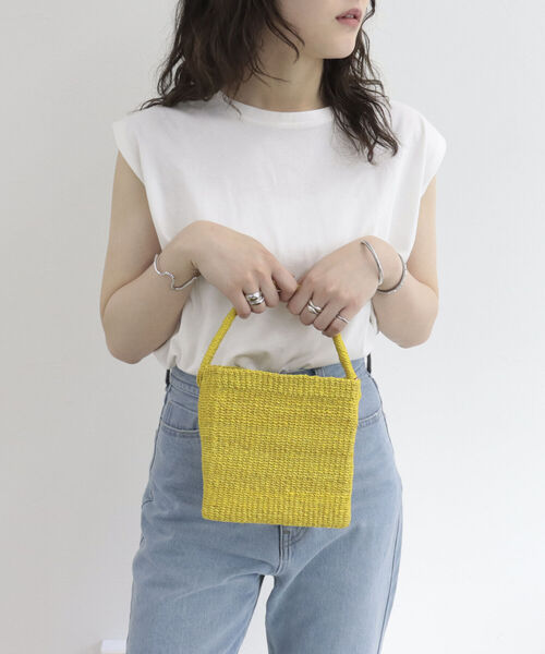 EARTH MADE(アースメイド)の「【EARTH MADE/アースメイド】ABACA SQUARE BAG(かごバッグ・レディース・ブルー/イエロー/グリーン/ピンク・FREE)」の21枚目の写真