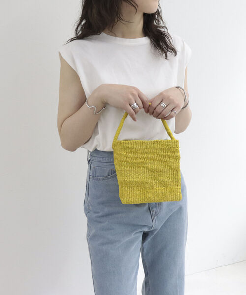 EARTH MADE(アースメイド)の「【EARTH MADE/アースメイド】ABACA SQUARE BAG(かごバッグ・レディース・ブルー/イエロー/グリーン/ピンク・FREE)」の22枚目の写真